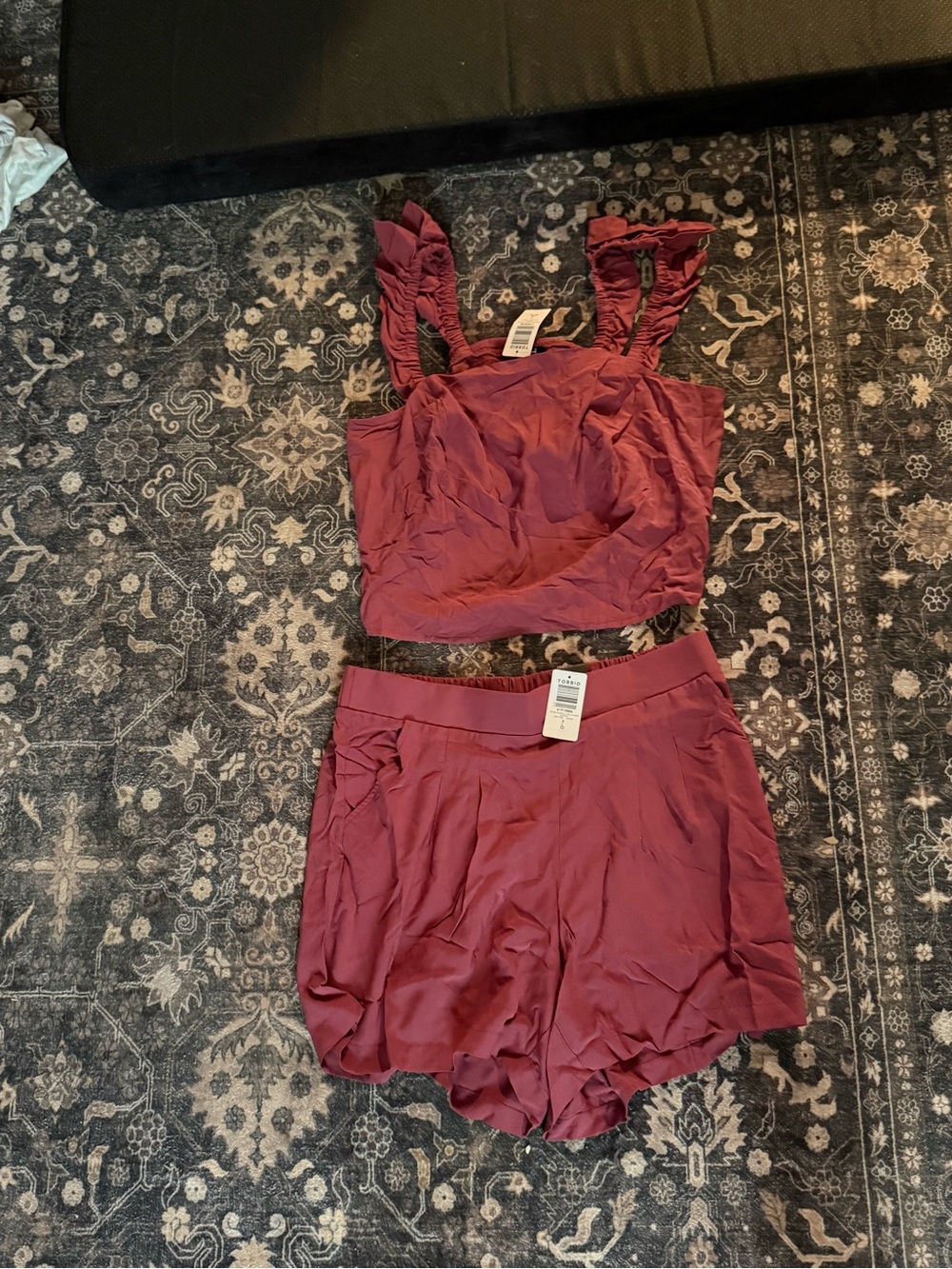 Torrid Mauve Ruffled Strap Tank & Short Set